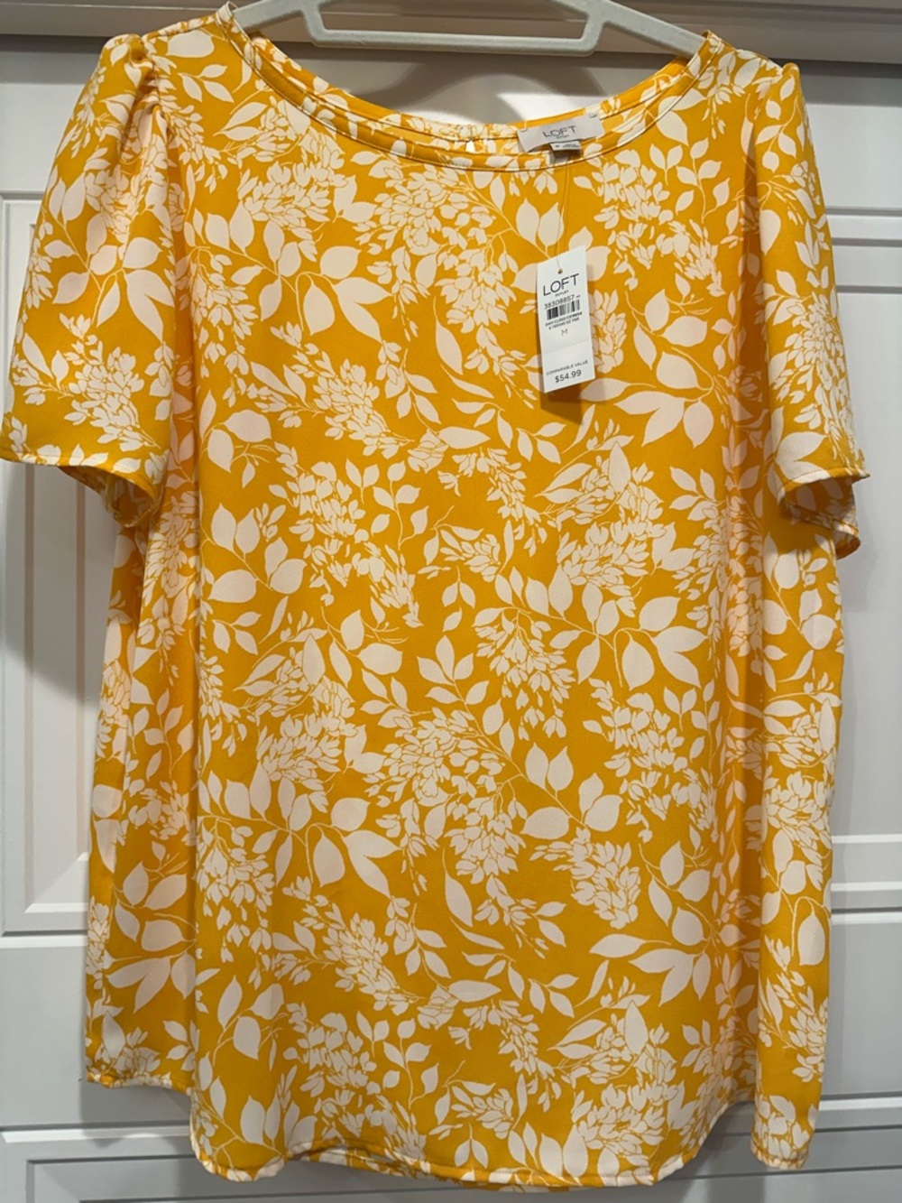 Loft Outlet Short Sleeve Flowy Blouse Yellow Floral Medium, Brand New with Tags.